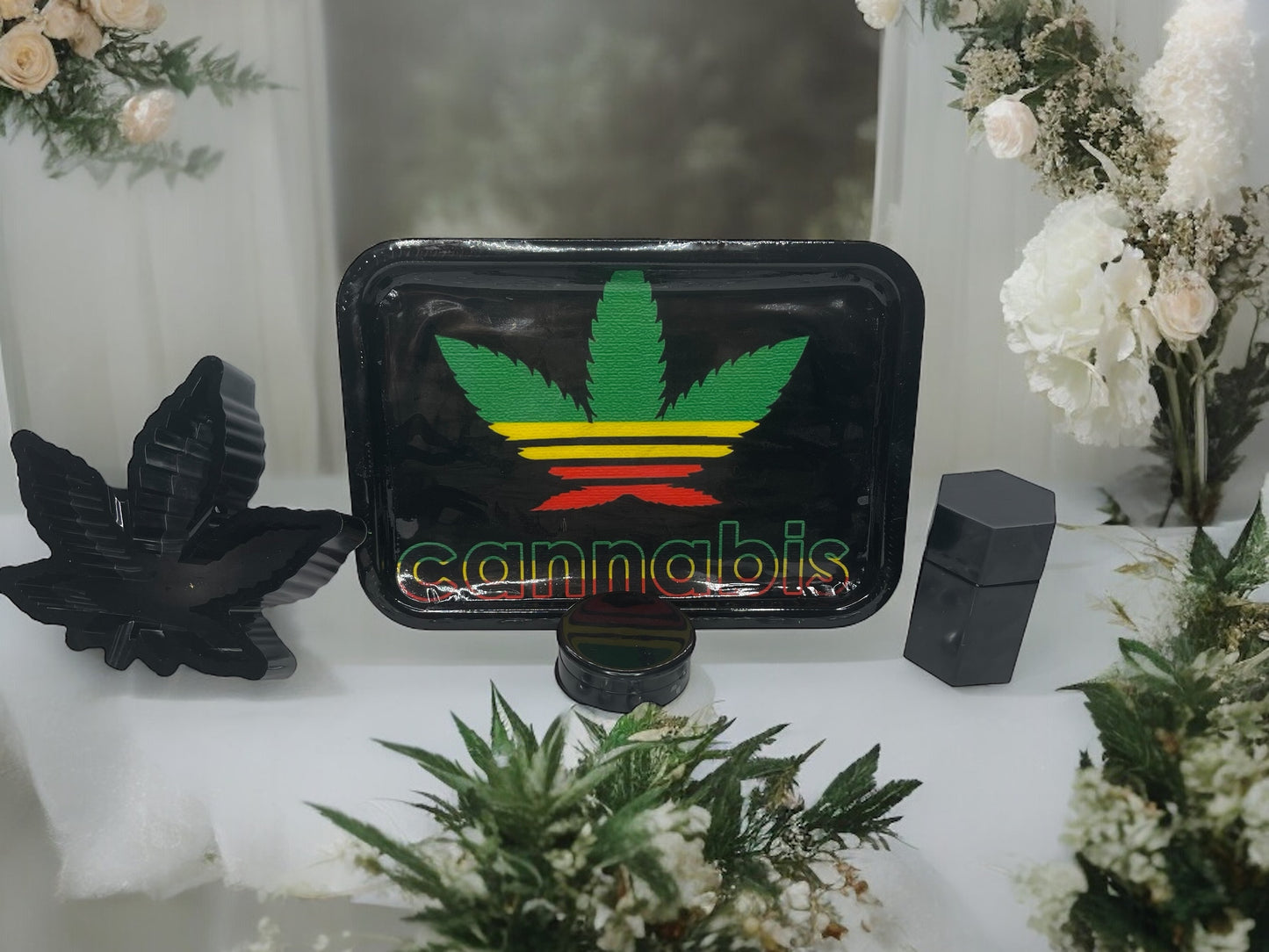 CUSTOM CANNABIS ROLLING TRAY SET