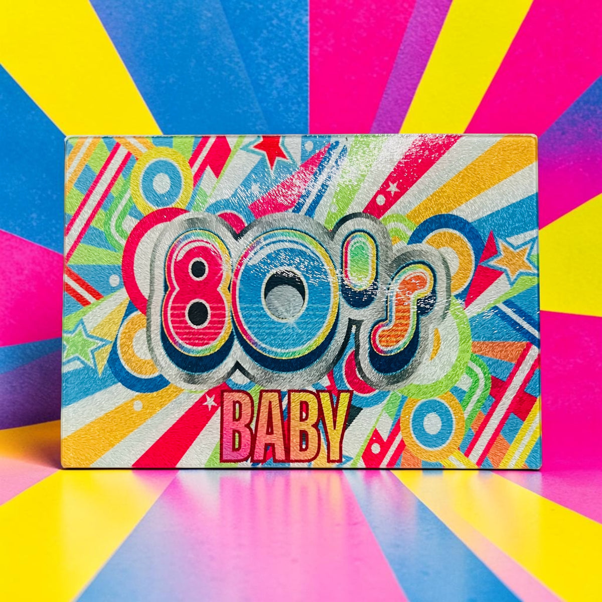 CUSTOM 80'S BABY TEMPERED GLASS CUTTING BOARD