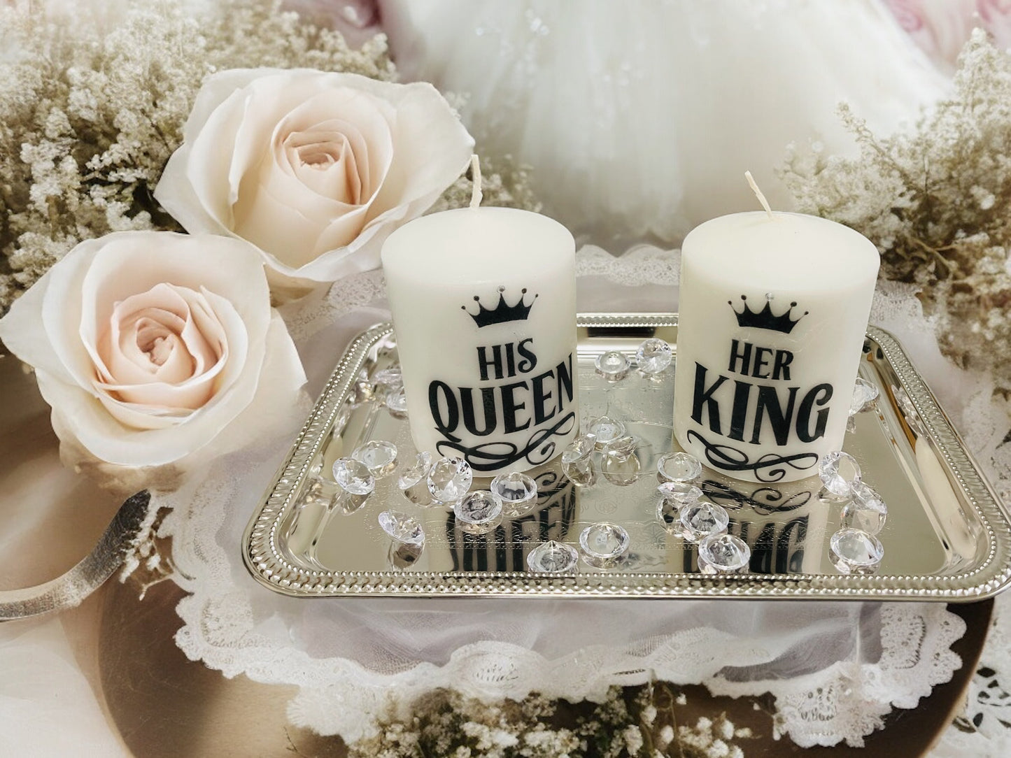 CUSTOM KING AND QUEEN DECRETIVE CANDLE SET
