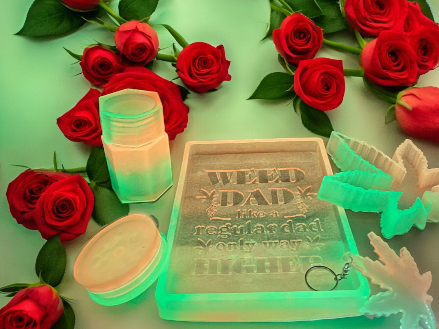 CUSTOM WEED DAD RESIN ROLLING TRAY SET
