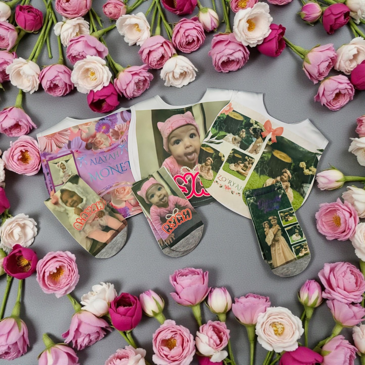CUSTOM PERSONALIZED BABY BIB AND SOCK SET