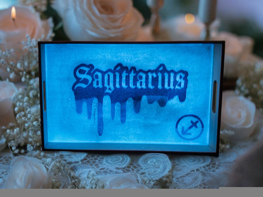 CUSTOM ZODIAC WOOD RESIN COVERED SERVING TRAY