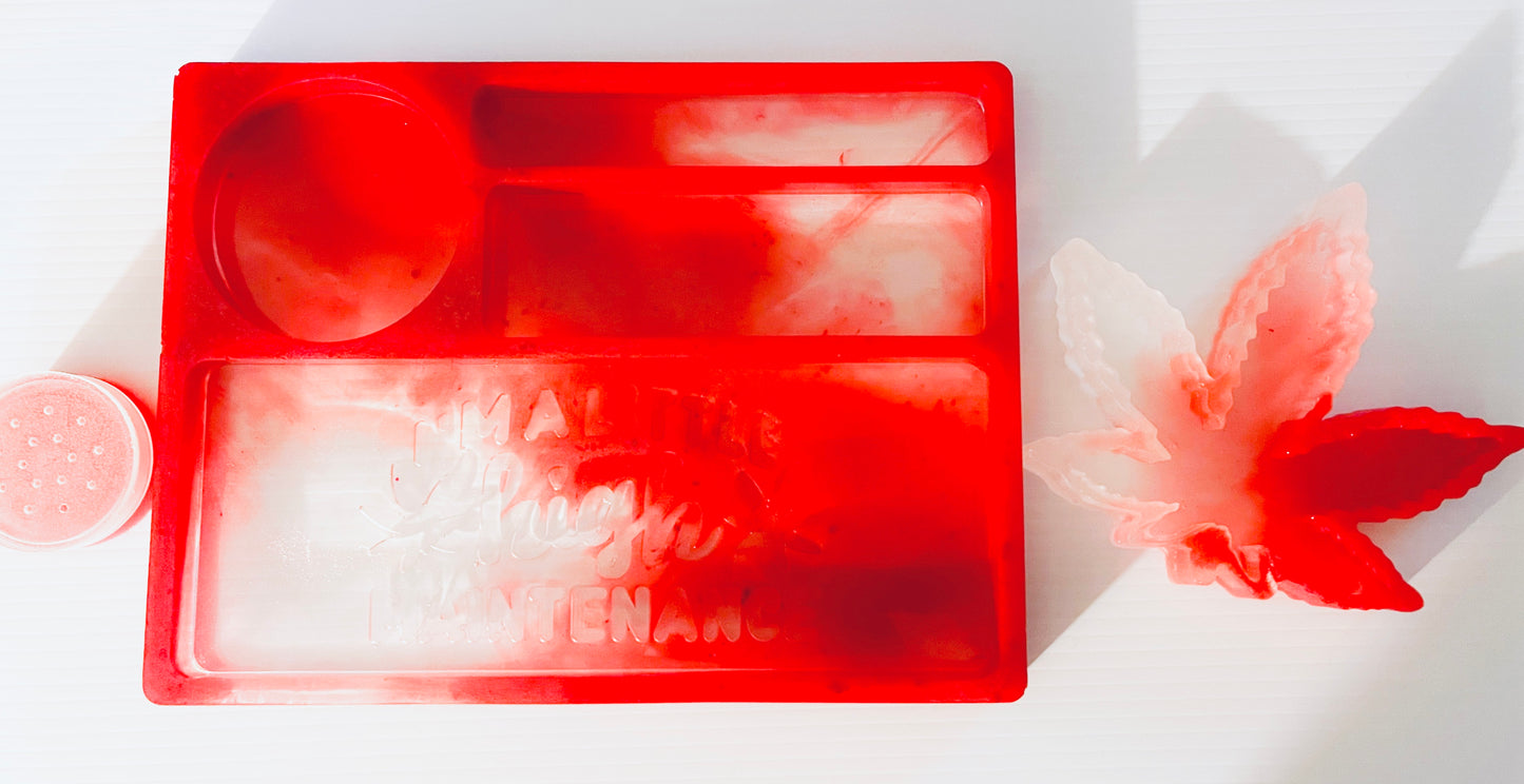 CUSTOM BIG HIGH MAINTENANCE ROLLING TRAY SET.