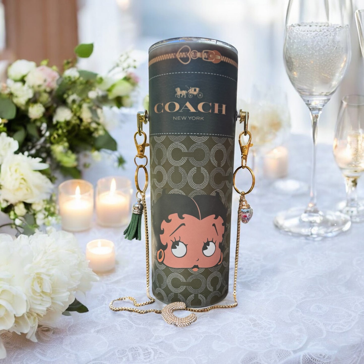 BROWN COACH BAG BETTY CUSTOM 20OZ PURSE TUMBLER