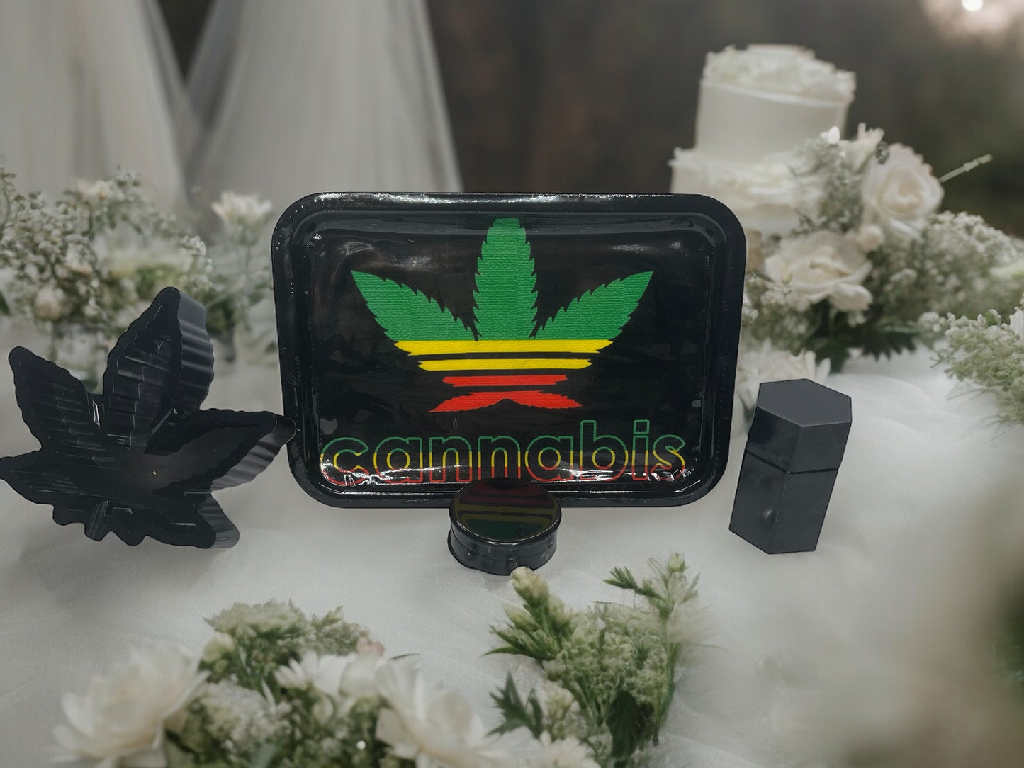CUSTOM CANNABIS ROLLING TRAY SET