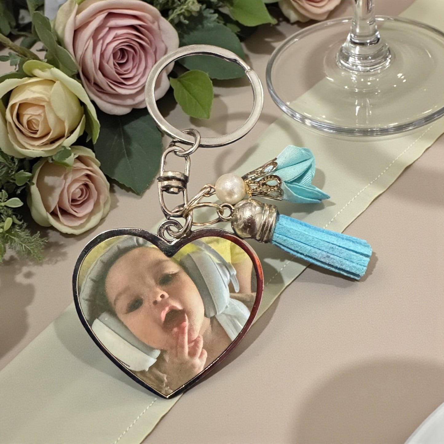 CUSTOM HEART SHAPE PICTURE KEY CHAIN