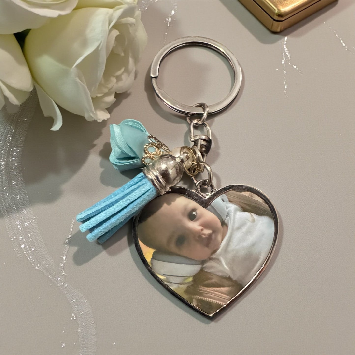 CUSTOM HEART SHAPE PICTURE KEY CHAIN