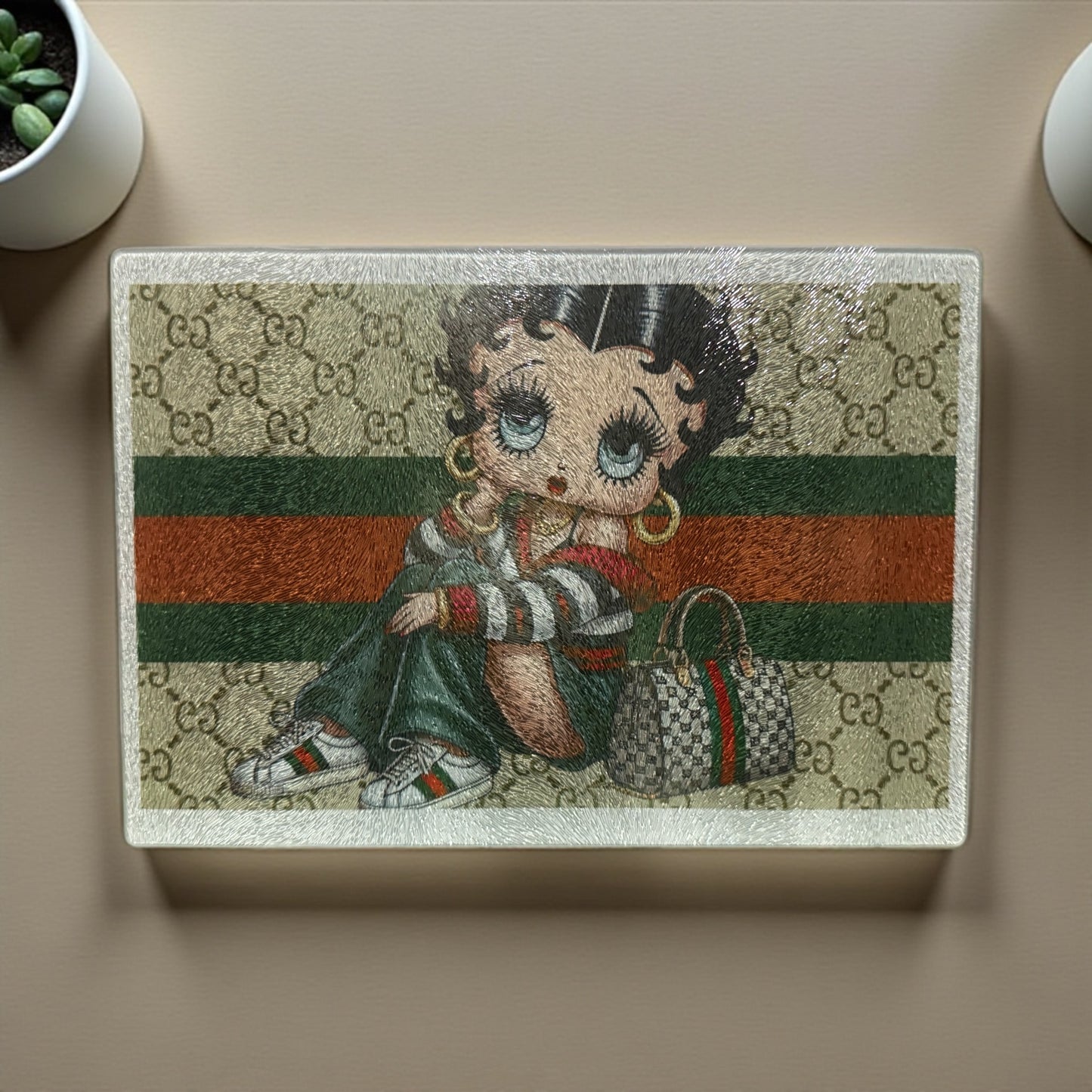 CUSTOM GUCCI BETTY TEMPERED GLASS CUTTING BOARD