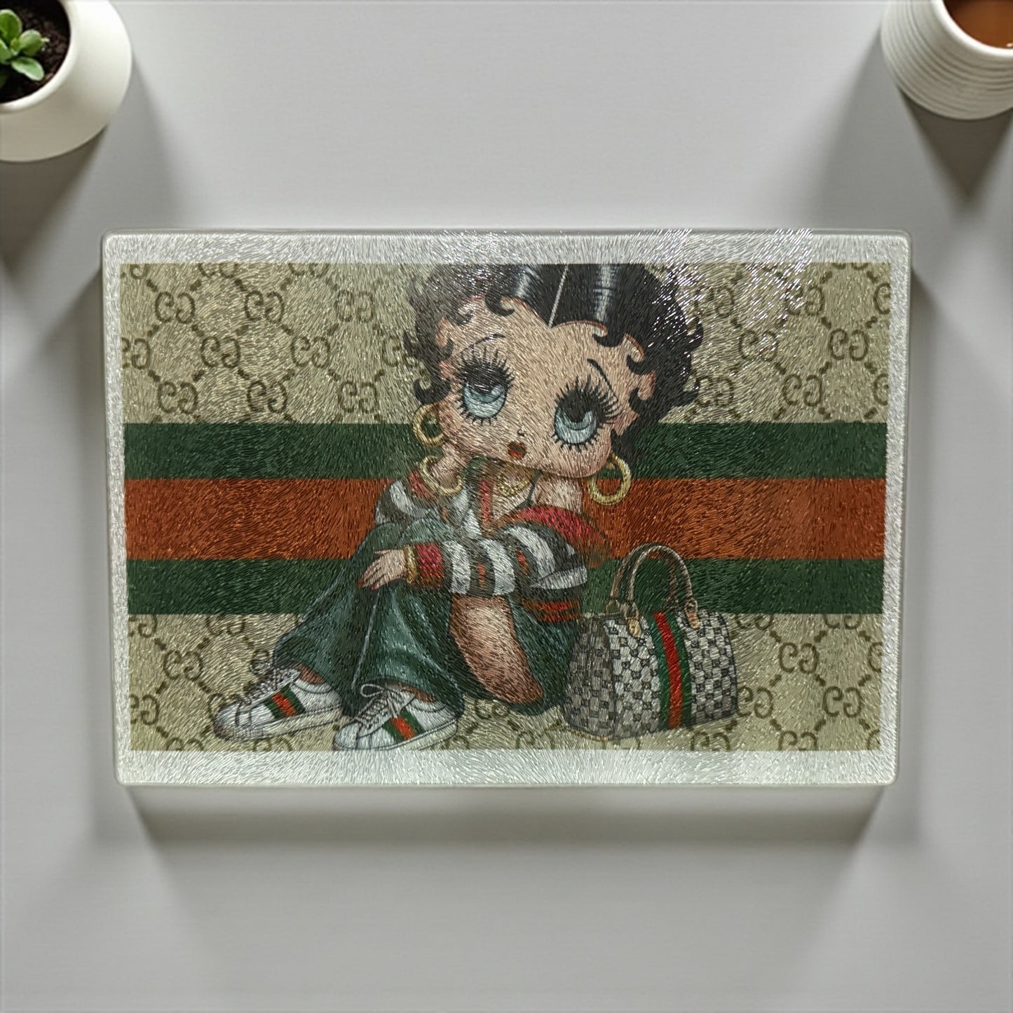 CUSTOM GUCCI BETTY TEMPERED GLASS CUTTING BOARD