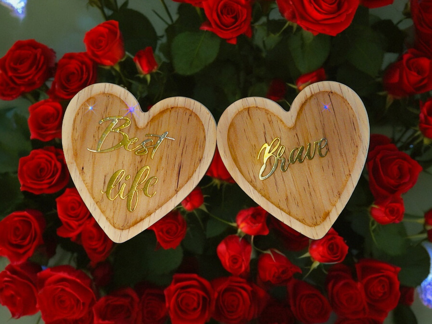 CUSTOM HEART SHAPE WOOD AND RESIN COASTERS