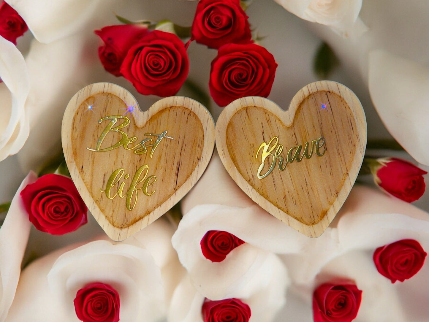 CUSTOM HEART SHAPE WOOD AND RESIN COASTERS