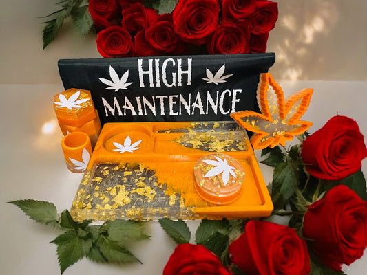 CUSTOM BIG HIGH MAINTENANCE ROLLING TRAY SET.