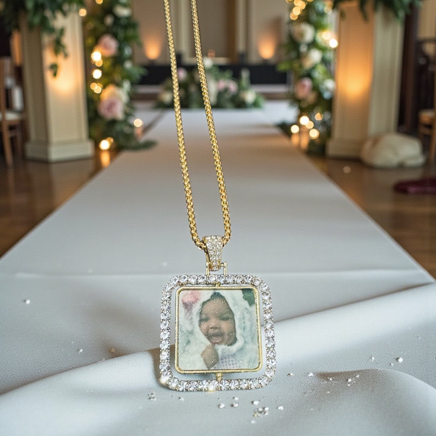 CUSTOM PICTURE DIAMOND DOUBLE SIDED NECKLACE