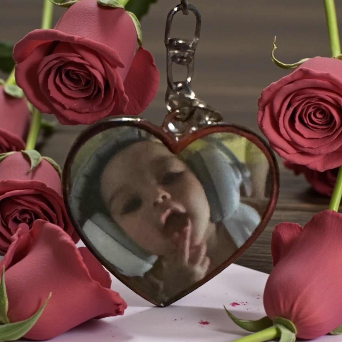 CUSTOM HEART SHAPE PICTURE KEY CHAIN