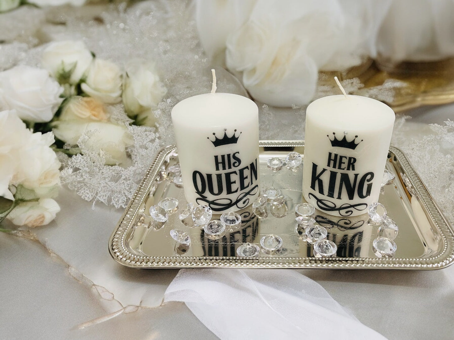 CUSTOM KING AND QUEEN DECRETIVE CANDLE SET