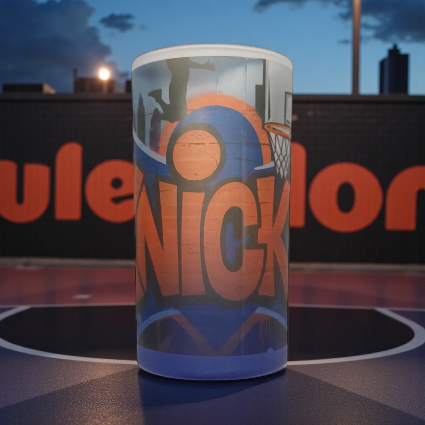 CUSTOM SPORTS OMBRE GLASS CUP AND MATCHING BAG