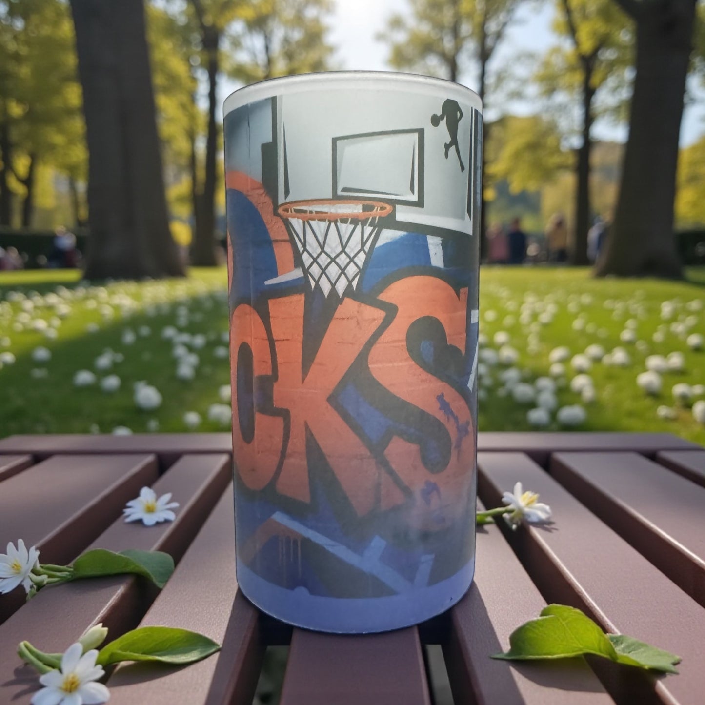 CUSTOM SPORTS OMBRE GLASS CUP AND MATCHING BAG