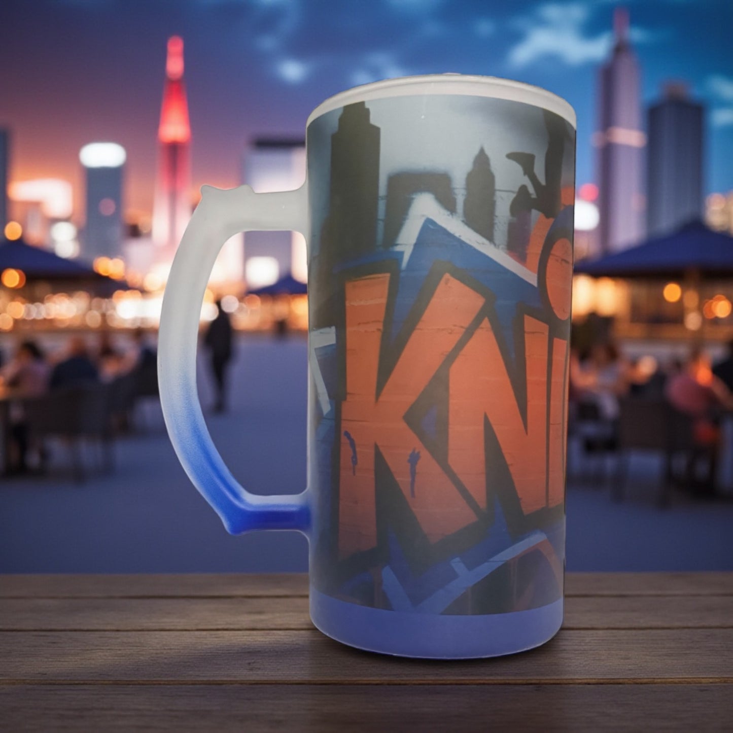 CUSTOM SPORTS OMBRE GLASS CUP AND MATCHING BAG