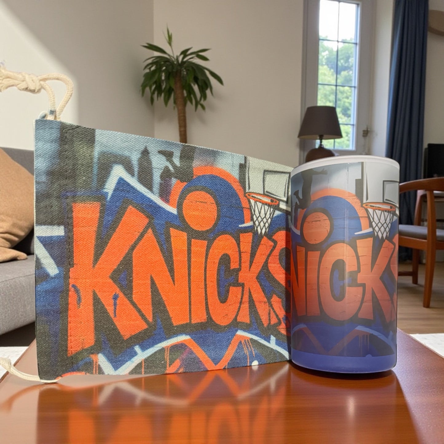 CUSTOM SPORTS OMBRE GLASS CUP AND MATCHING BAG