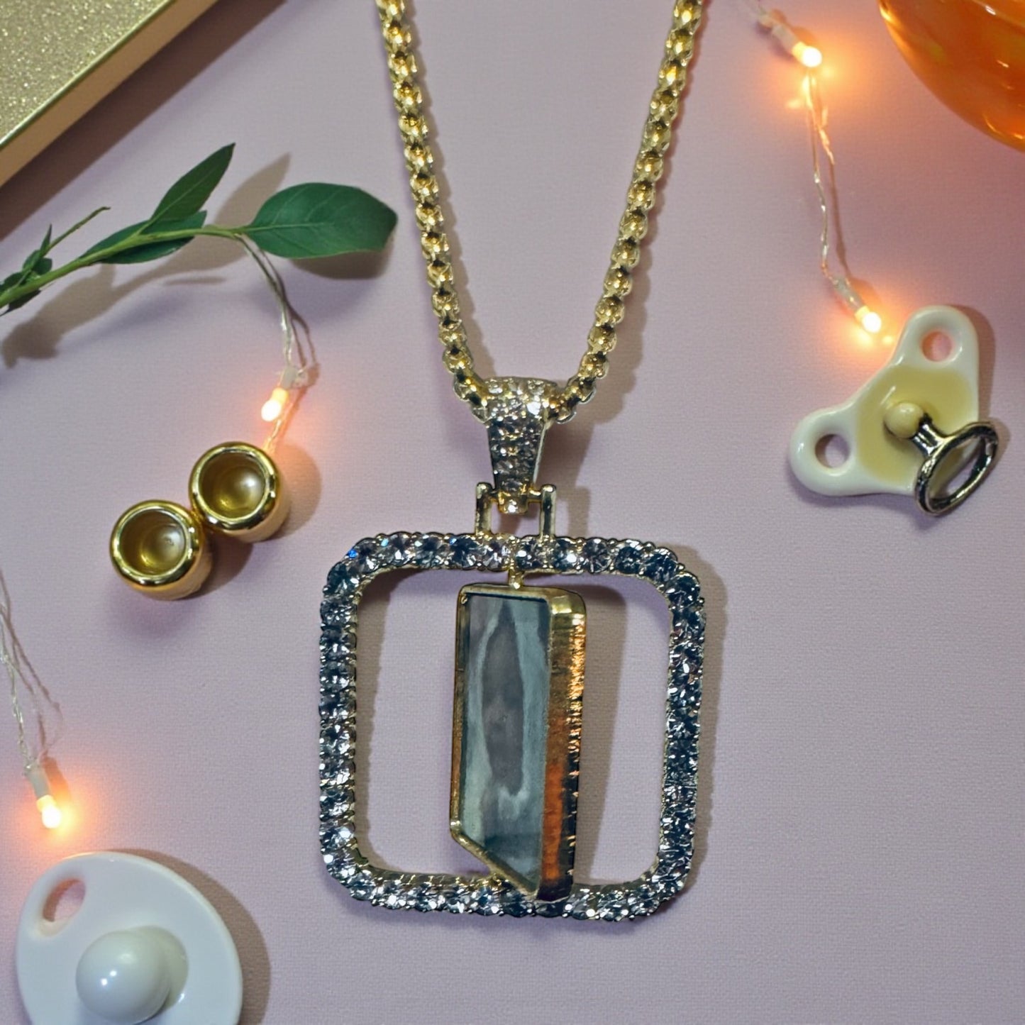 CUSTOM PICTURE DIAMOND DOUBLE SIDED NECKLACE