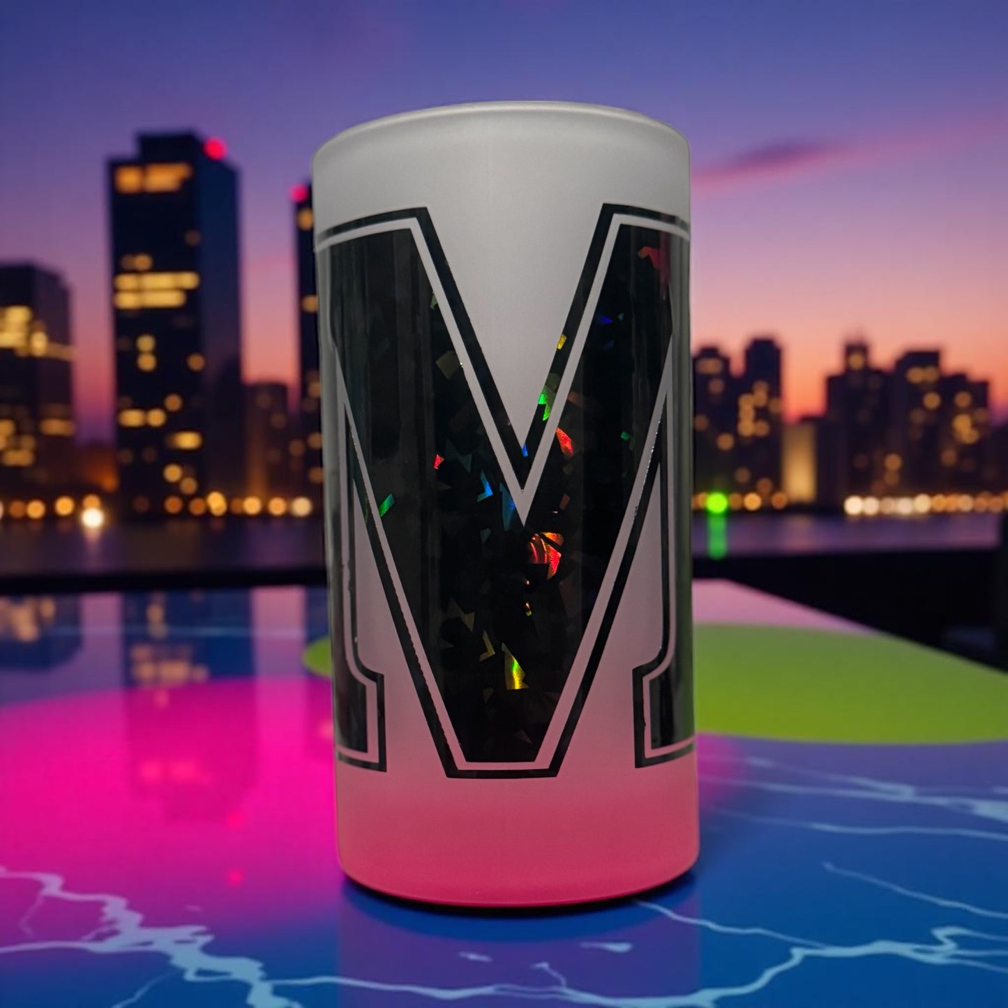 CUSTOM OMBRE INITIAL VINYLE GLASS CUP
