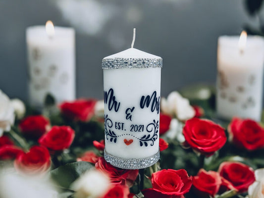 CUSTOM MR. AND MRS. DECRETIVE CANDLE SET