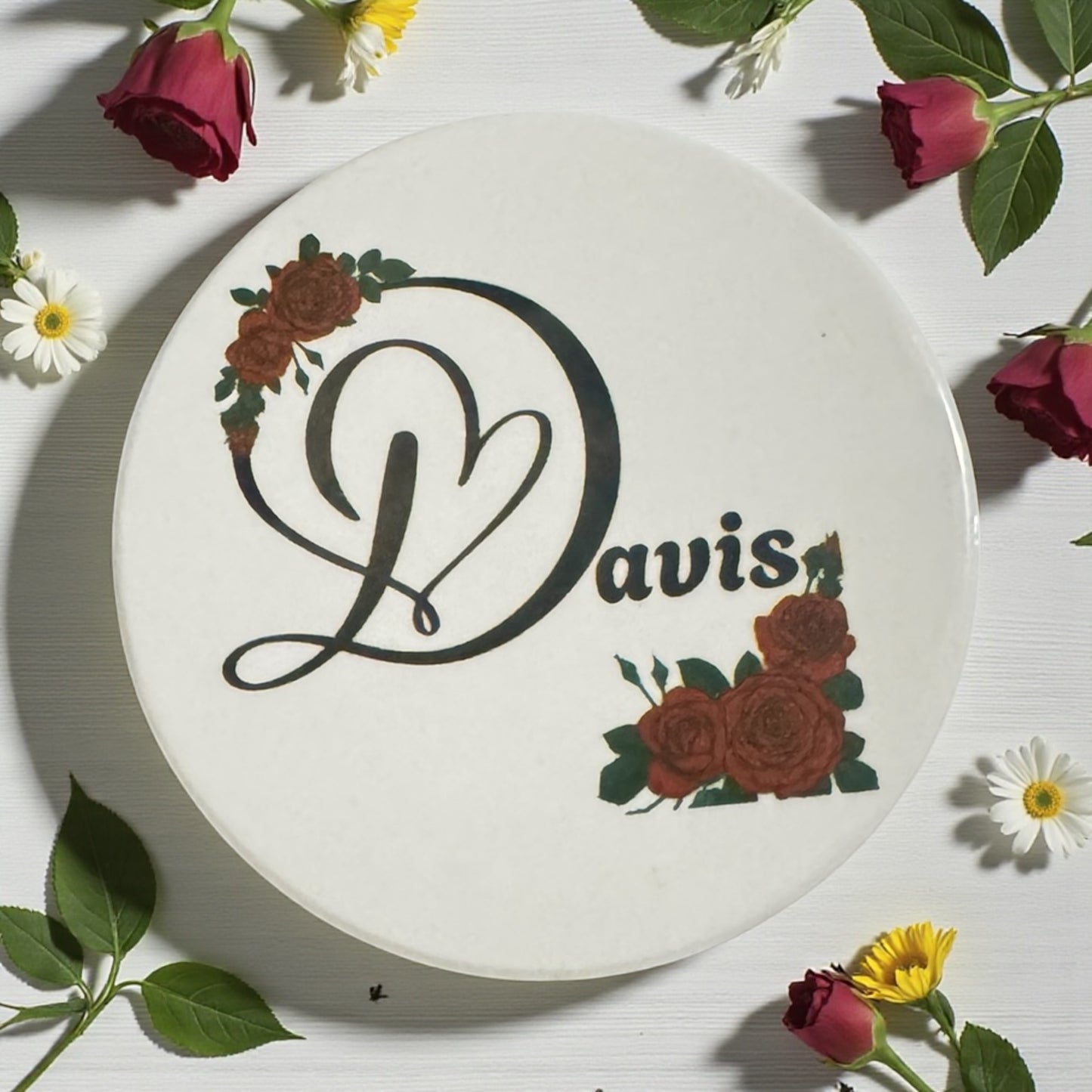 MONOGRAM NAME CUSTOM DRINK COASTER SET