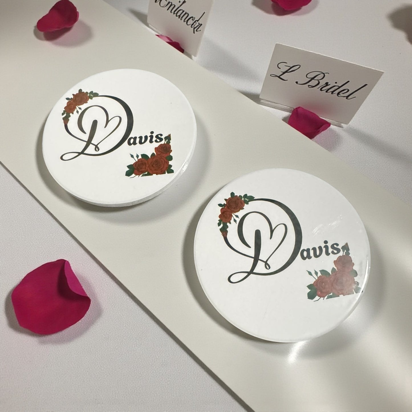 MONOGRAM NAME CUSTOM DRINK COASTER SET