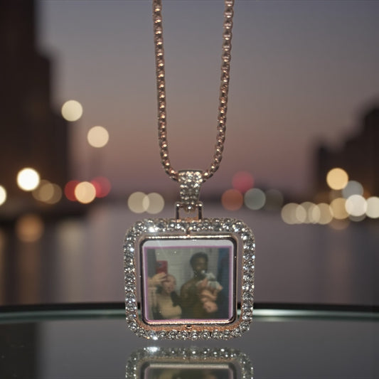 CUSTOM PICTURE DIAMOND DOUBLE SIDED NECKLACE