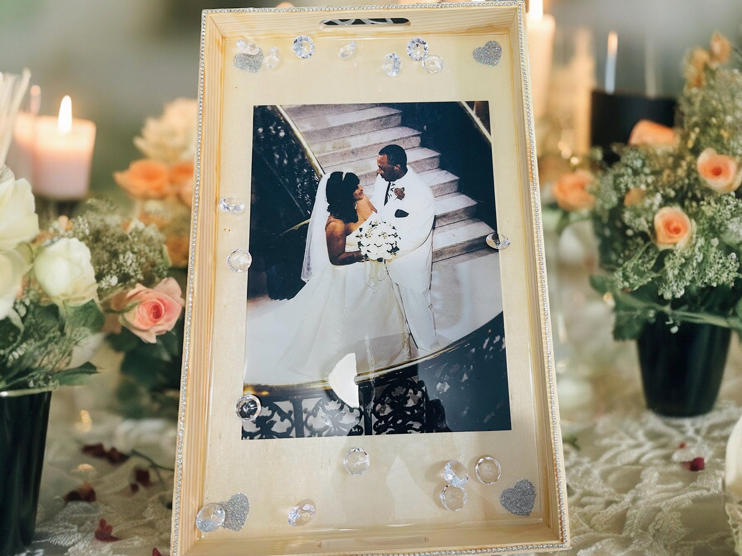 CUSTOM PICTURE WOOD RESIN COVERED SERVING TRAY