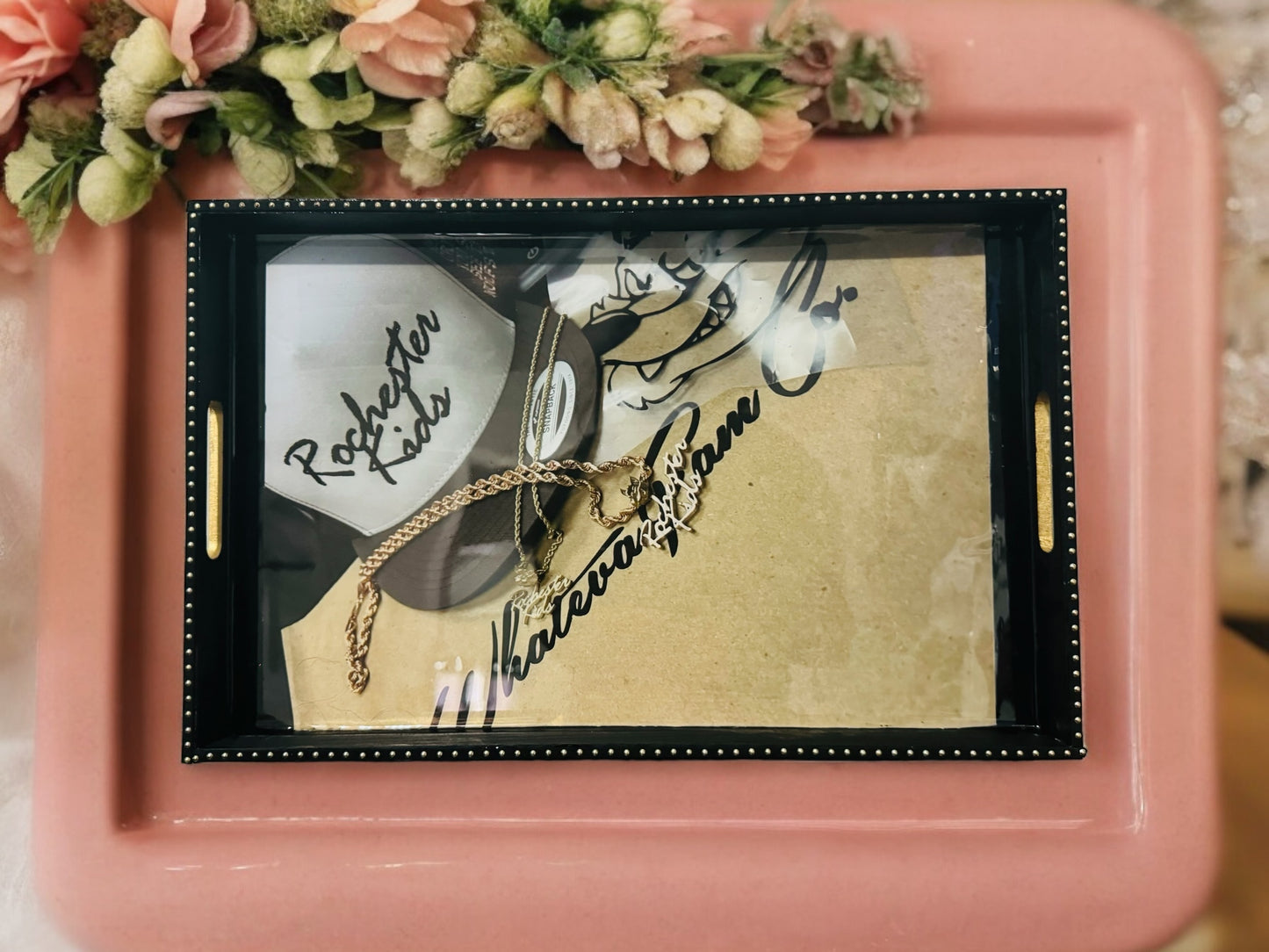 CUSTOM PICTURE WOOD RESIN COVERED SERVING TRAY