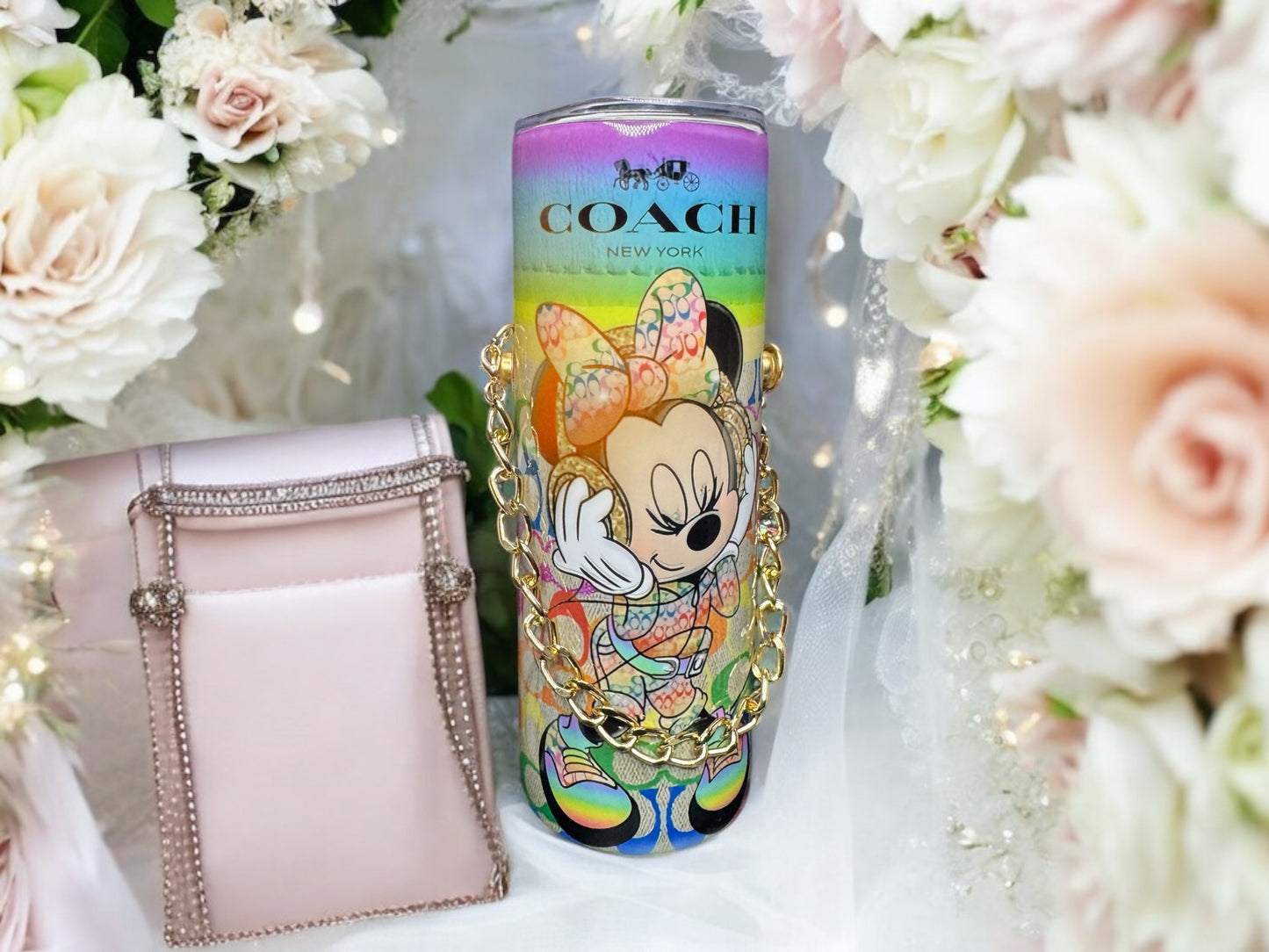 RAINBOW MINNIE CUSTOM 20OZ PURSE TUMBLER