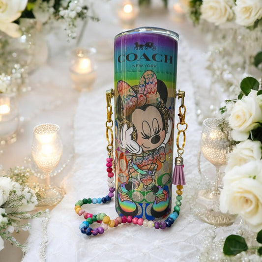 RAINBOW MINNIE CUSTOM 20OZ PURSE TUMBLER