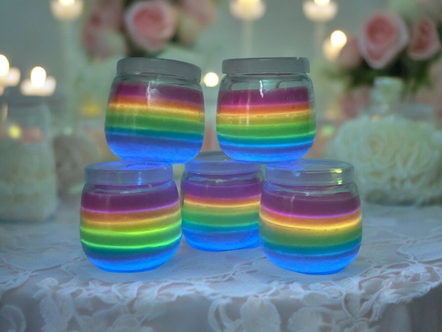 CUSTOM RAINBOW GLOW IN THE DARK SCENTED DECRETIVE CANDLE