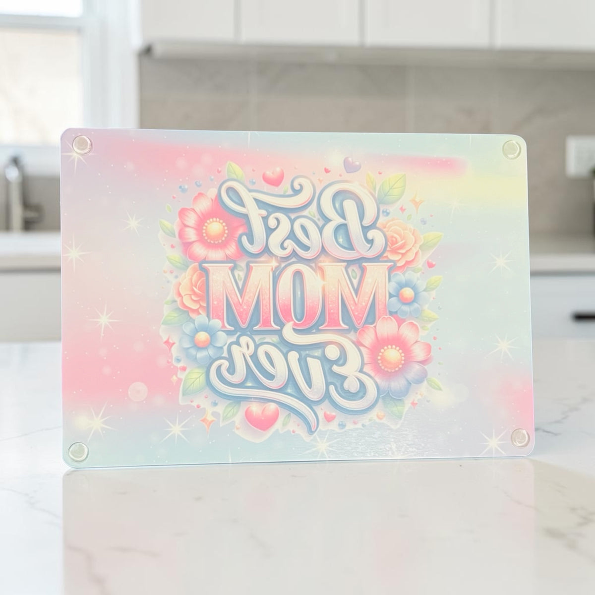 CUSTOM BEST MOM EVER TEMPERED GLASS CUTTING BOAD