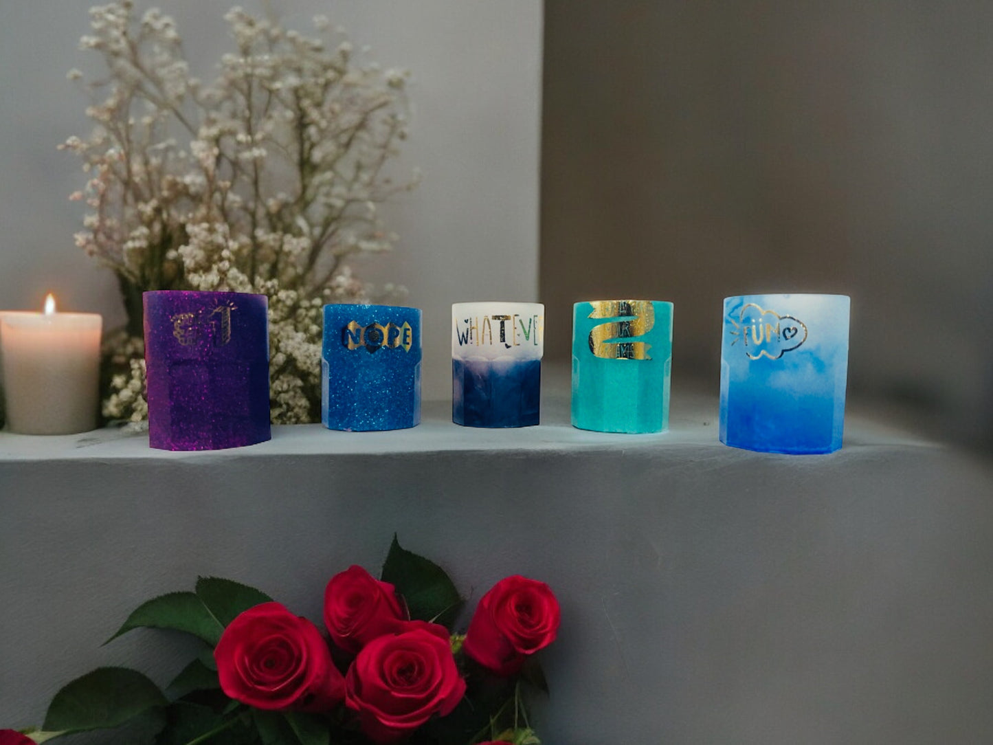 CUSTOM 20Z RESIN GLOW IN THE DARK SHOT GLASS SET
