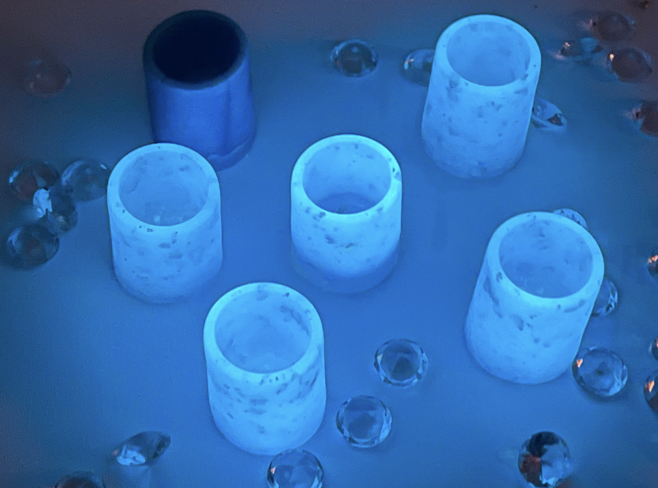 CUSTOM 20Z RESIN GLOW IN THE DARK SHOT GLASS SET