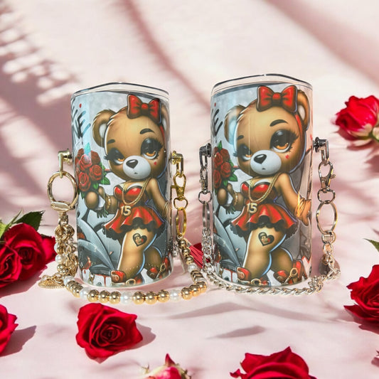 PRETTY GIRL BEAR KID 140Z CUSTOM PURSE TUMBLER