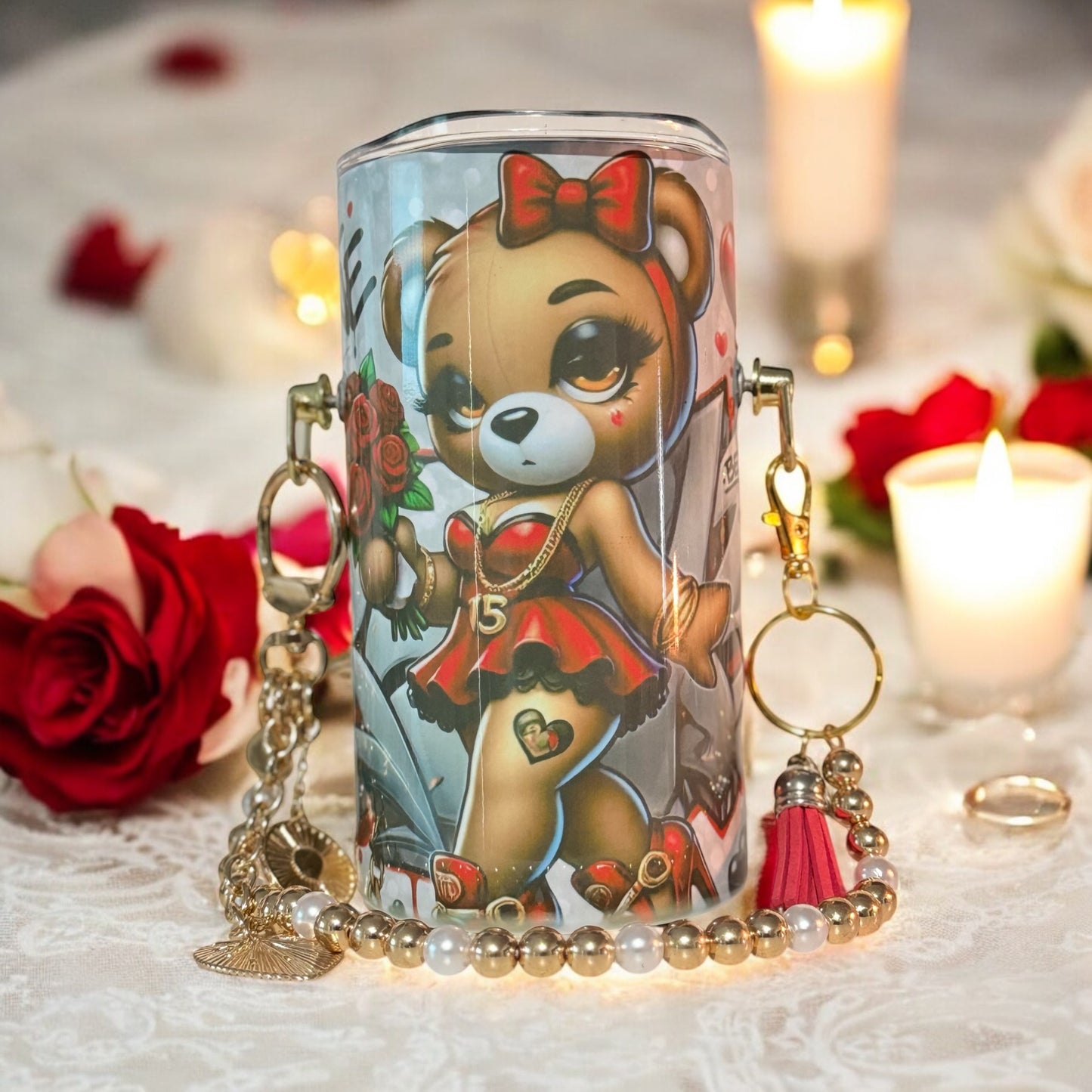 PRETTY GIRL BEAR KID 140Z CUSTOM PURSE TUMBLER