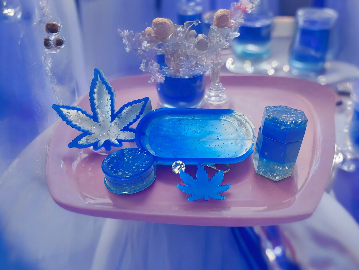 CUSTOM SMALL RESIN ROLLING TRAY SET