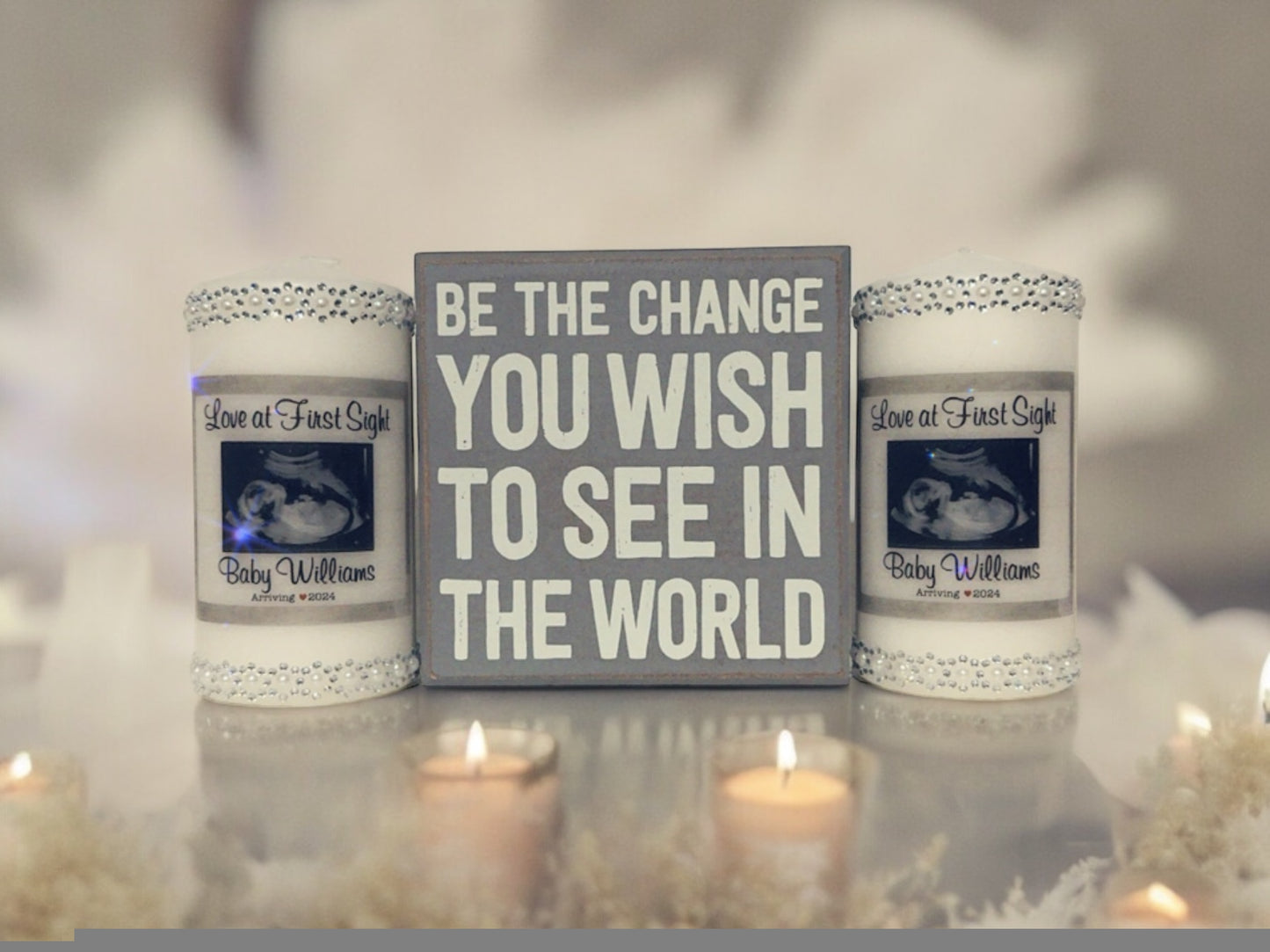 CUSTOM ULTRASOUND PICTURE DECRATIVE CANDLE SET