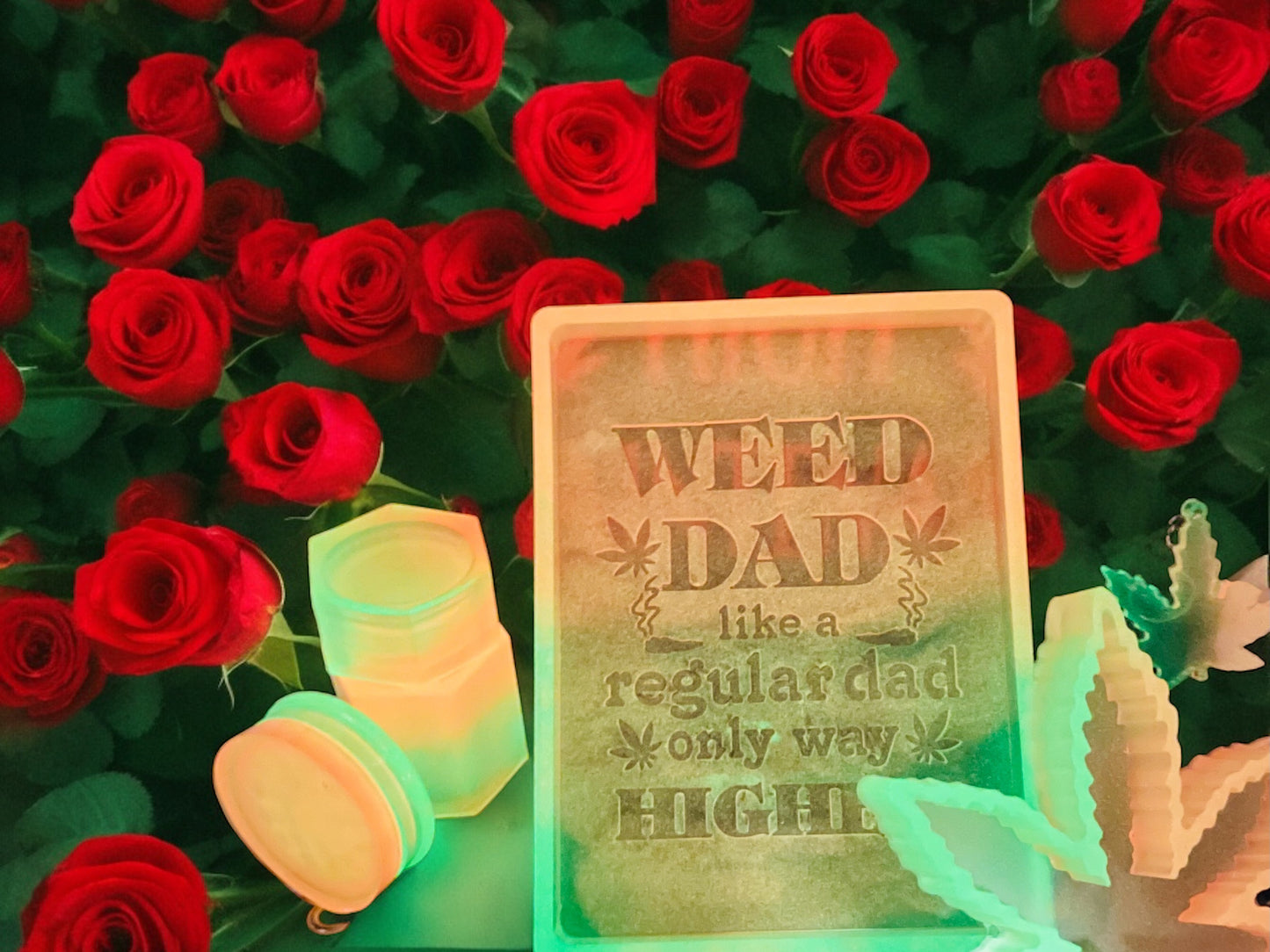 CUSTOM WEED DAD RESIN ROLLING TRAY SET