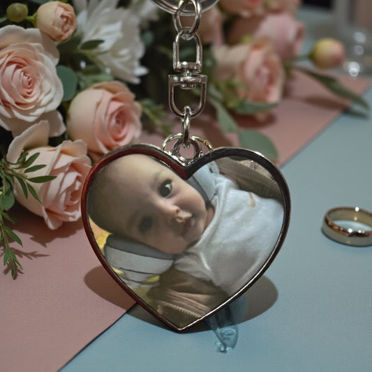 CUSTOM HEART SHAPE PICTURE KEY CHAIN