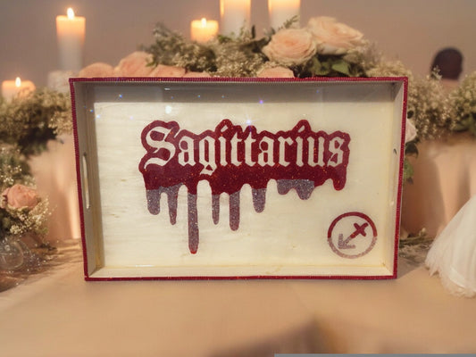 CUSTOM ZODIAC WOOD RESIN COVERED SERVING TRAY