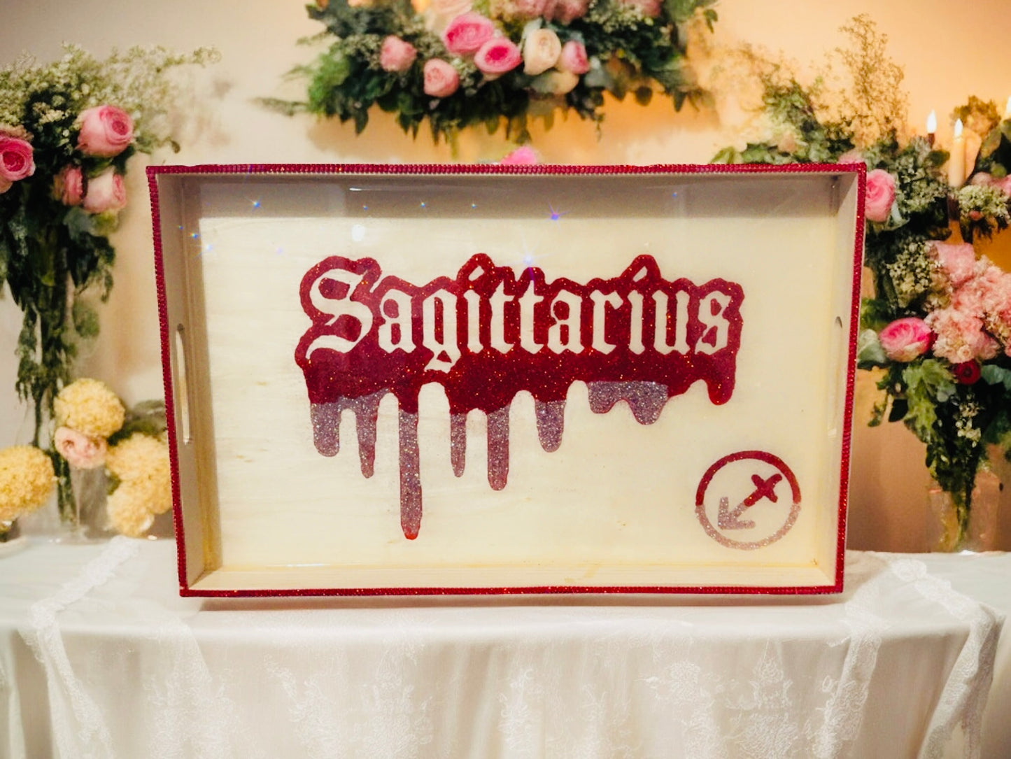 CUSTOM ZODIAC WOOD RESIN COVERED SERVING TRAY