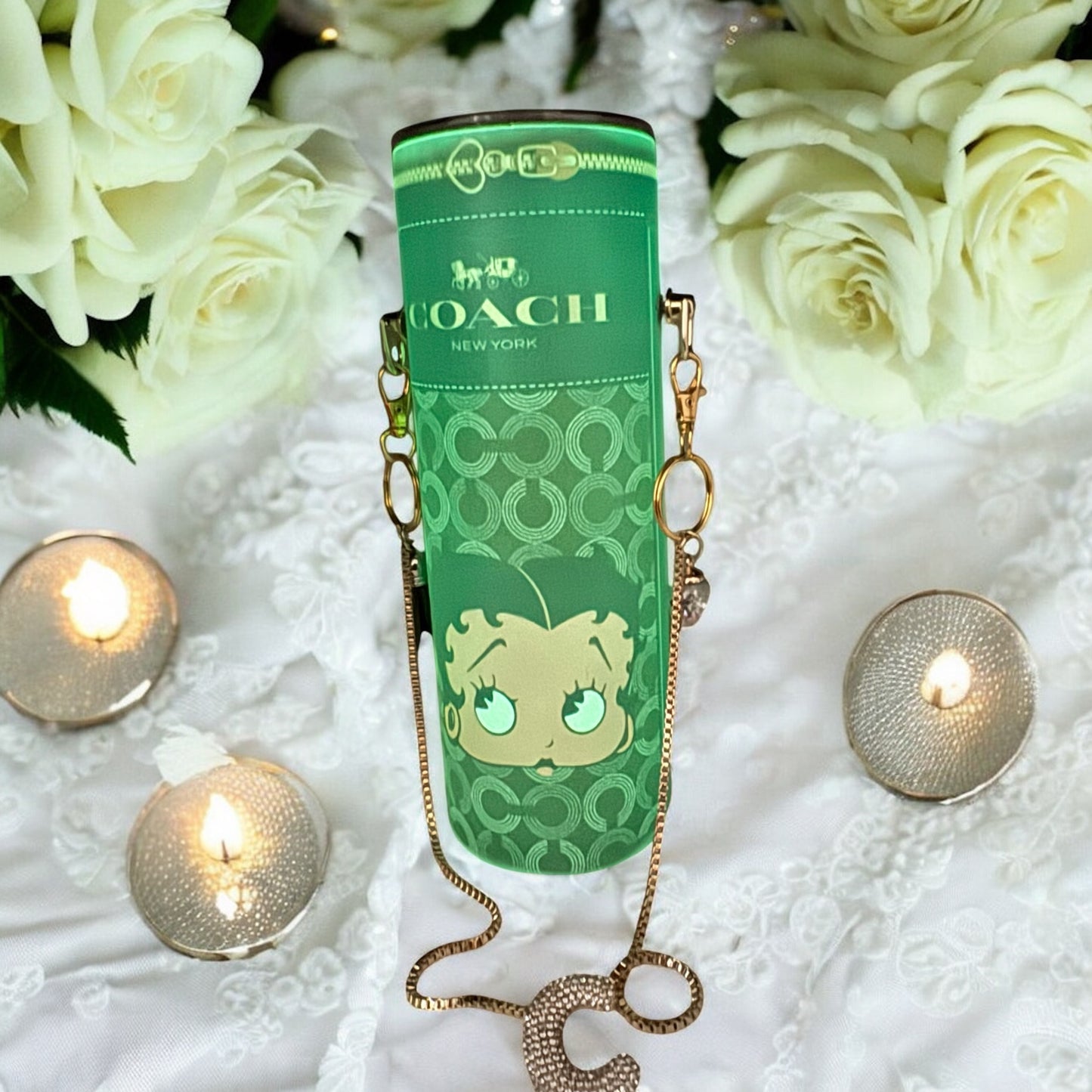 BROWN COACH BAG BETTY CUSTOM 20OZ PURSE TUMBLER